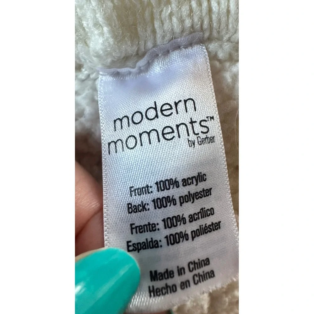 Modern Moments by Gerber Crib Baby Blanket Grey Cream Cable Knit Sherpa 30